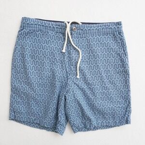 Rails Mens Shorts Sona Wishbone Blues Geometric Linen Blend Drawstring Sz Small